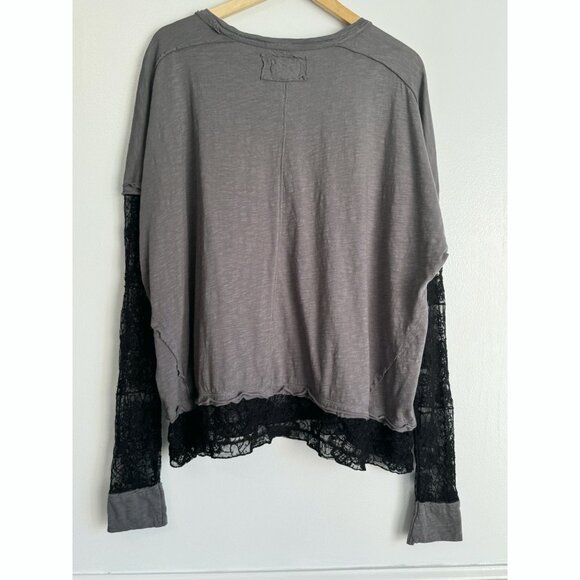 Free People We The Free Effie Twofer Layered Lace Top Size S Gray Boho Grunge - Picture 13 of 14